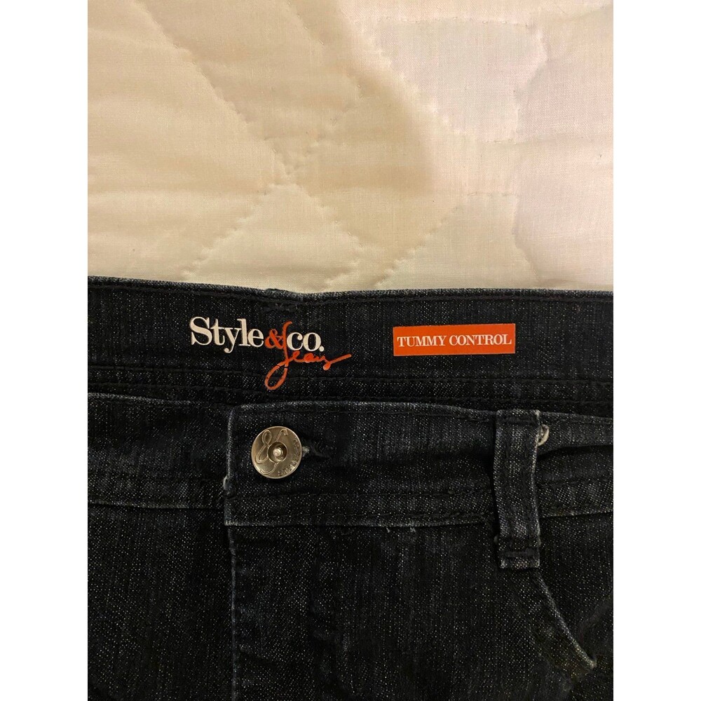 Style & Co Jeans Womens Sz 12 Dk Denim Tummy Control Straight Leg  Jeans Stylish - Picture 3 of 12